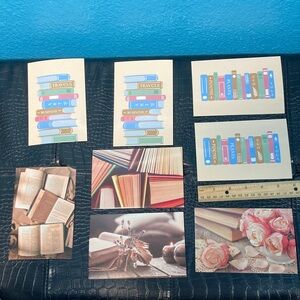 10/$10 OR $1‎ BUNDLE: 8 Book-Themed Post Cards 4” x 6” Shiny Front, Matte Back